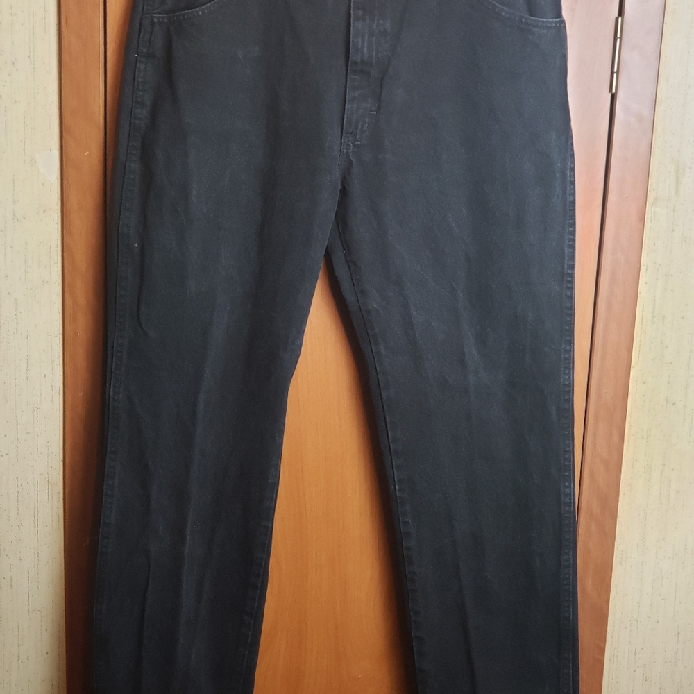 Mens Black Rustler Jeans 38x30 100% Cotton